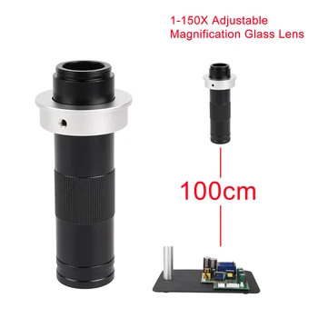 1-180X Ayarlanabilir Büyütme Zoom C Dağı Lens Zoom Cam Lens 150X Dijital Sanayi Video Monoküler Mikroskop Kamera Lens