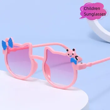 Çocuk Güneş Gözlüğü Kız Erkek Parlak İlmek güneş gözlüğü Güzel Kedi Çocuk Gözlük Moda Degrade Gözlük UV400