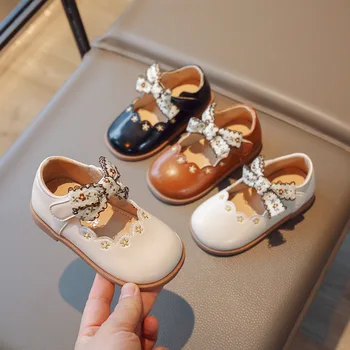 Bohemian Vintage Stil Kızlar Ayakkabı 2023 İlkbahar Sonbahar Çocuk Oxfords Toddler Kız Elbise Ayakkabı Mary Jane Flats deri ayakkabı