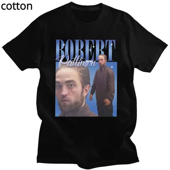 Robert Pattinson 90s Vintage Unisex Siyah Tişört Erkek T Shirt Büyük Boy Grafik T Shirt %100 % pamuklu tişört Erkek Kadın Tees Tops