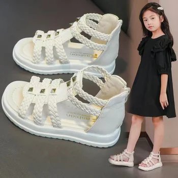 Kız Sandalet Yaz Yeni çocuk Moda Prenses Ayakkabı Yumuşak Taban Sevimli rahat ayakkabılar plaj ayakkabısı Çocuklar için Yaz