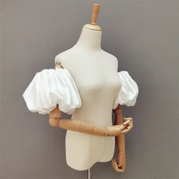 white Detachable Tulle Puff Sleeves Elegant Elbow Loose Style Wedding Accessories Gloves съемные пышные рукава 2022