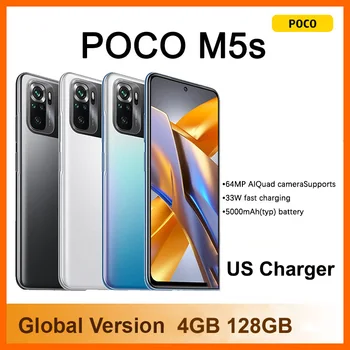 Küresel Sürüm POCO M5s Telefon 64 / 128GB MTK G95 Octa Çekirdek 64MP Dört Kamera 6.43 
