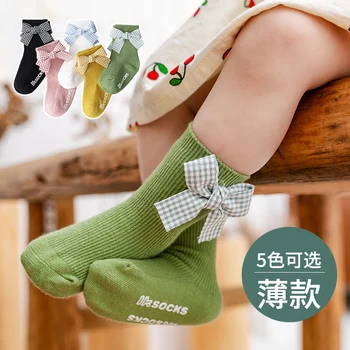 Kız çorap bahar ve yaz ince kesit yeni pastoral tarzı büyük yay yaz Kore gelgit saf pamuk yaz prenses çorap