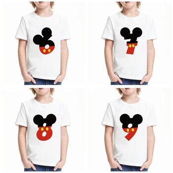 Çocuk T-Shirt ben 1-9 Yaşında Erkek Kız doğum günü hediyesi Yaz Mickey Mouse Bebek Giysileri Toddler Bebek Çocuk T Shirt Tops