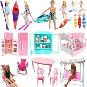 NK Karışık Seçim 30CM Prenses Plastik Mobilya Moda Yatak Buzdolabı Masa barbie Aksesuarları Bebek Kız Hediye Oyuncak JJ