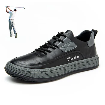 Erkek golf ayakkabıları Marka Ayakkabı Deri Lüks Su Geçirmez Şok Emici High-End Açık Spor gündelik ayakkabı