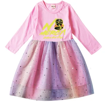 Cobra Kai Yılan Kız Elbise Bebek Çocuk Giysileri Karikatür Karnaval Cosplay Kostüm Doğum Günü Çocuk Parti Prenses Elbise 2-8Y