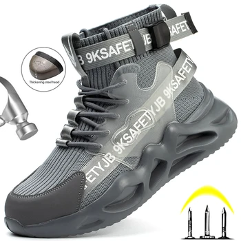 Yeni Erkek İş Güvenliği ayakkabıları Botları Marka Yıkılmaz Ayakkabı Çelik Burunlu iş çizmeleri Erkekler Kadınlar İş Sneakers Delinmez ayakkabı