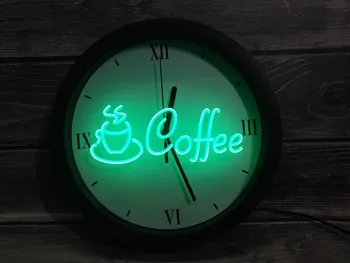 0b433 Kahve Fincanı Dükkanı Cappuccino Cafe App Rgb 5050 Led Neon lambalı tabelalar duvar saati