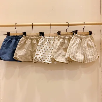 Koreli çocuk Giysileri çocuk Şort Yaz Dış Giyim Koreli Erkek Pantolon İnce Tarzı Kız Bebek rahat pantolon Kenevir Pamuk