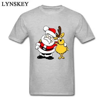 Yeni Yıl Noel Baba Geyik Karikatür T Shirt erkek Tees Gömme Kısa Kollu Büyük Boy Noel İçin Özel Görüntü Tops