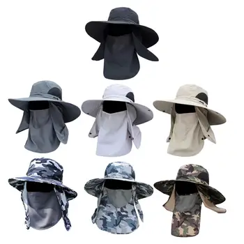 ayrılabilir Yüz Boyun Flap Kapak Visor Geniş Kenarlı Güneş Koruma balıkçı şapkası Yaz Yürüyüş Bahçe Plaj Seyahat