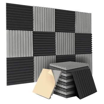 12 Paket Kendinden Yapışkanlı Akustik Paneller, 12x12x1 İnç Ses Geçirmez Köpük Paneller,ses Geçirmez Duvar Panelleri Ev Stüdyosu için