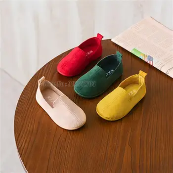 Şeker Renk Kız Erkek Yumuşak Deri Sneaker Slip-on Düz Çocuk Çocuk rahat ayakkabılar