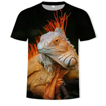 Hoş T-shirt Erkek / Kadın 3d Tshirt Baskı Kertenkele / kurbağa / kaplan / aslan Kısa Kollu Yaz Tees Tops Moda T shirt Moda giyim