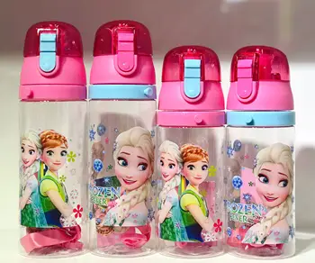450ML-600ML Disney Dondurulmuş Elsa çocuk su şişesi kız erkek fincan çizgi kahramanlı fincan
