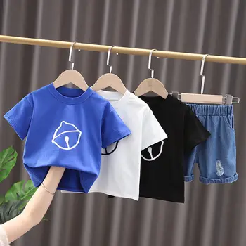 2022 Bebek Erkek Kız Elbise Yaz Pamuk Çocuk Karikatür T-shirt Şort Pantolon 2 adet / takım Bebek Çocuk Moda Yürümeye Başlayan Eşofman