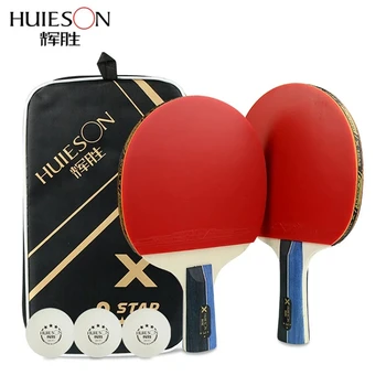 Huieson Klasik 5 Kontrplak Masa Tenisi Raketi Seti, 3 Yıldız katı ahşap Kürekler 3 Yıldız ABS Ping Pong Topları Yeni Başlayanlar için