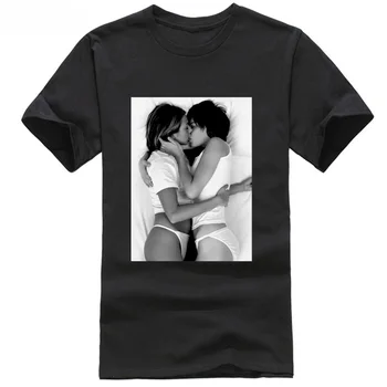 Lezbiyen Öpücük Seksi Komik Roman Erkek Kadın Yelek Üst Unisex kısa kollu T Gömlek Casual baskılı tişört Pamuklu Gömlek