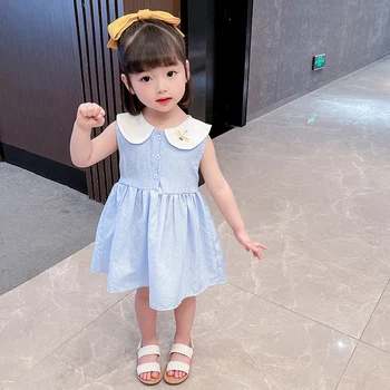 2023 Yaz Bebek Kız Elbise Limon Baskı Yenidoğan Bebek Elbiseleri Vaftiz Önlükler Prenses Doğum Günü Elbise Bebek Kız için