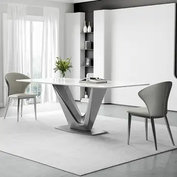 Ev yemek masası mobilyası italyan basit kaya plaka masa Modern ışık lüks basit High-End küçük ev masa mobilya