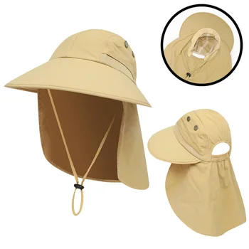 Unisex Kova Şapka Şal ile Su Geçirmez Anti-skid 10cm Büyük Ağız güneş şapkası Nefes Anti-UV Açık Seyahat Yürüyüş balıkçı şapkası