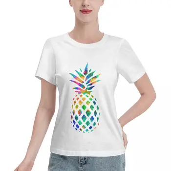 Gökkuşağı Ananas Klasik T-Shirt lüks tasarımcı giyim kadın vintage t gömlek tops