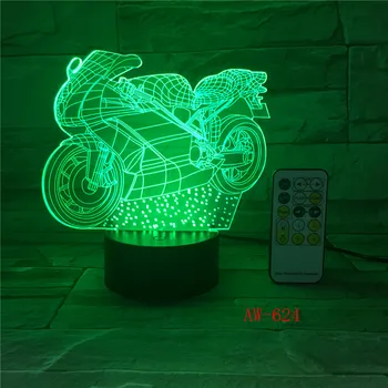 3D motosiklet LED gece lambası Bulbing ışık oyuncaklar renk değiştirilebilir masa lambası metakrilat plaka çocuk doğum günü hediyesi AW-624