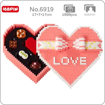 YP 6919 Düğün Aşk Tatlı Kalp Çikolata Yay Yıldız saklama kutusu Mini Elmas Blokları Tuğla Yapı Oyuncak Çocuklar İçin Hediye Yok Kutusu