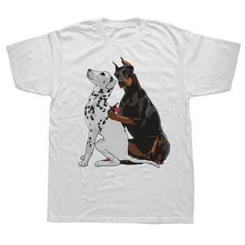 Komik Sevimli Doberman Dövme Dalmaçyalı Köpek T Shirt Streetwear Kısa Kollu Doğum Günü Hediyeleri Yaz Tarzı T-shirt Erkek Giyim