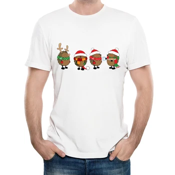Yeni Gelenler 2019 Sevimli Noel kirpi T Shirt Yaz erkek Beyaz Noel baskılı tişört Yüksek Kaliteli Kısa Kollu Tee Tops