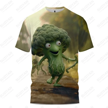 Yaz Rahat ve Nefes Alabilen gömlek Brokoli 3D baskılı tişört erkek Sokak günlük t-shirt Gevşek Kısa kollu tişört