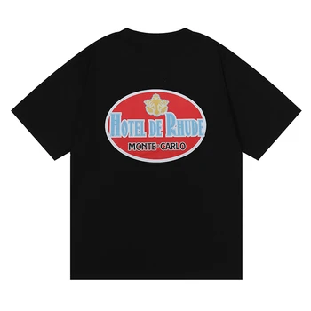 Yeni Yüksek Kaliteli Logo Pamuk Baskı Mektup Yaz Yelken Erkek Kadın T-Shirt RHUDE T-Shirt Üstleri Tee