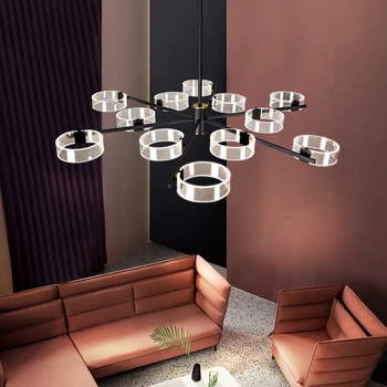 Akrilik LED Avizeler modern retro lamba asılı oturma odası Yatak Odası yemek odası restoran AC110V 220V siyah avize