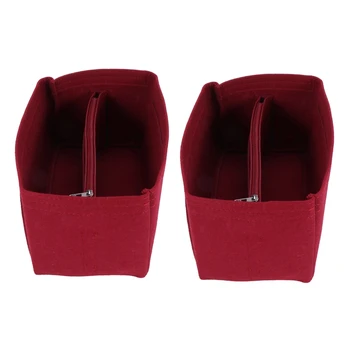 2X Makyaj Çantası Kozmetik Durumlarda Keçe çanta düzenleyici Ekle Kozmetik Çantaları Makyaj Çantası Çanta Organizatör Kırmızı L