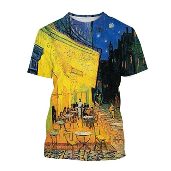 2023 Vincent Van Gogh Sanat 3D Baskı T-Shirt Yıldızlı Gece T-Shirt erkek Moda Yaz Rahat kısa kollu tişört 2XS-6XL
