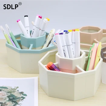 SDLP 360° Döner kalemlik Büyük Kapasiteli Kauçuk Kalem saklama kutusu Ofis Okul Kırtasiye Masaüstü makyaj fırçası düzenleyici