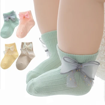 2022 Moda Yenidoğan Toddler Kız Yay Kenar Çorap Fırfırlı Pamuk Ayak Bileği Jartiyer Kemer Dantel Dekorasyon 0 - 2Y Bebek Kız Aksesuarları