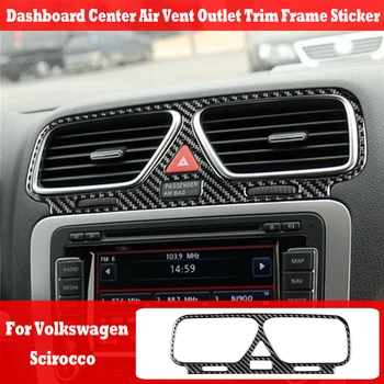 Volkswagen VW Scirocco 2009-2016 için Gerçek Karbon Fiber Araba İç Parçaları Dashboard Merkezi Hava Firar Çıkışı Trim Çerçeve Sticker