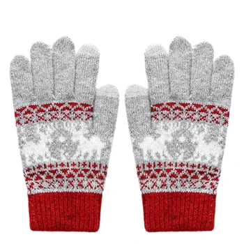 Kadın kalınlaşmış ısınma eldiven örme dokunmatik ekran eldiveni Sonbahar kış için