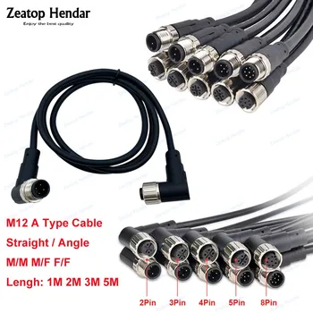 1 Adet M12 A Tipi Kablo Düz / Açı 2 3 4 5 8 Pin Erkek / Dişi Havacılık Uzatma Kablosu IP67 Su Geçirmez Tel PVC Kablo
