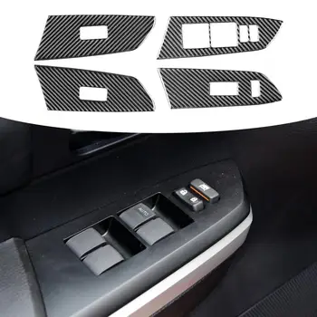 4 Adet Paneli Trim Yapışkan Karbon Fiber Araba Pencere Kaldırma Anahtarı Paneli Trim Sticker Toyota Tundra 2014-2018 için Sol Sürücü