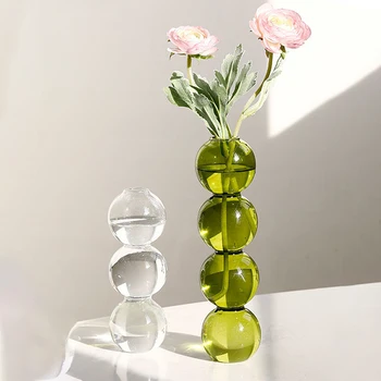 Cam Çiçek Vazo Masa Çiçek Vazolar İskandinav Ev Dekorasyon Şeffaf Şeffaf Top Vazo Saksı Gözlük Bitkiler İçin Masaüstü