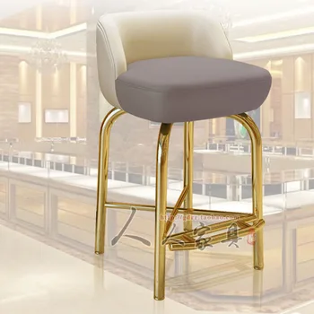 Metal Arkalığı Yüksek Sandalyeler Salon Modern Parti Dışkı Bekleyen Rahatlatıcı ergonomik sandalye Rahatlatıcı Yemek Silla Plegable Ev Eşyaları