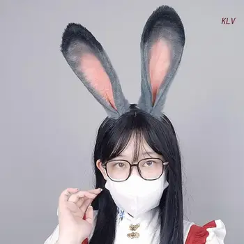 Duş Tavşan Kulak Bandı Kadın Öğrenciler Yıkama Yüz Hairband Büyük Tavşan Kulaklar Kafa Bantları Peluş Bahar Saç Çember