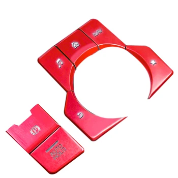 7 Adet Kırmızı Elektronik El Freni Multimedya düğme kapağı Trim için Mazda 3 6 CX - 5 CX-9 2016-2020 Merkezi Konsol Sticker