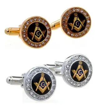 10 çift / grup Klasik Kristal Mason Kol Düğmeleri Bakır Emaye Masonik Kol Düğmeleri Ücretsiz Mason erkek Takı Aksesuar Toptan