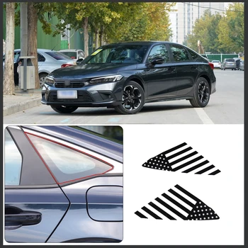 honda civic 2022 için araba styling Siyah / karbon fiber Araba arka üçgen pencere Çekme Çiçek şerit etiket Araba Dış Aksesuarları