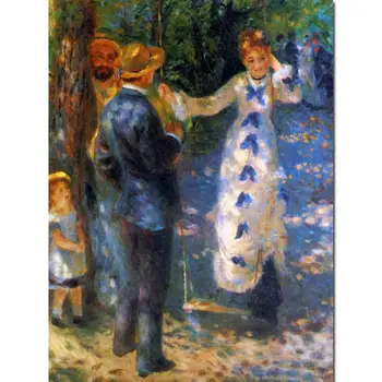 El Yapımı Pierre Auguste Renoir Yağlıboya Üreme Salıncak Figürü Bahçe Manzara Tuval Sanat Ev Dekor İçin